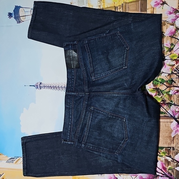 Ralph Lauren Dark Denim Button Fly Slim Jeans Size 36x30‎ - Picture 9 of 10
